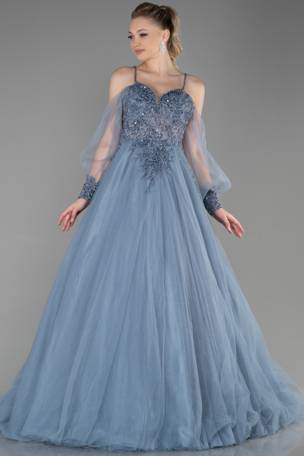 Designer Abendkleid Lang Grau ABU2789