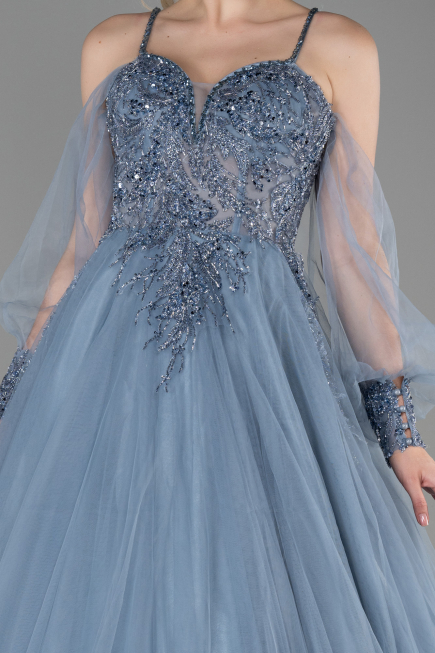 Designer Abendkleid Lang Grau ABU2789