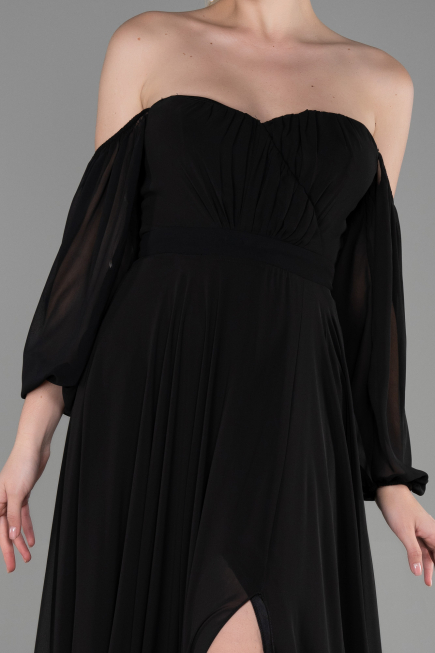 Abschlusskleid Lang Chiffon Schwarz ABU2457