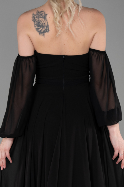 Abschlusskleid Lang Chiffon Schwarz ABU2457