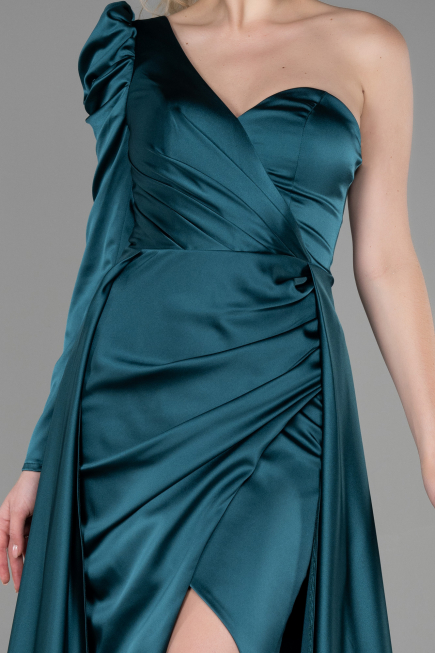 Abendkleid Lang Satin Smaragdgrün ABU1715