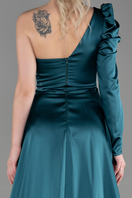 Abendkleid Lang Satin Smaragdgrün ABU1715