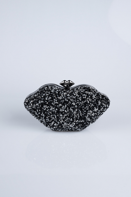 Abendtasche Schuppig Schwarz-Silber SH831