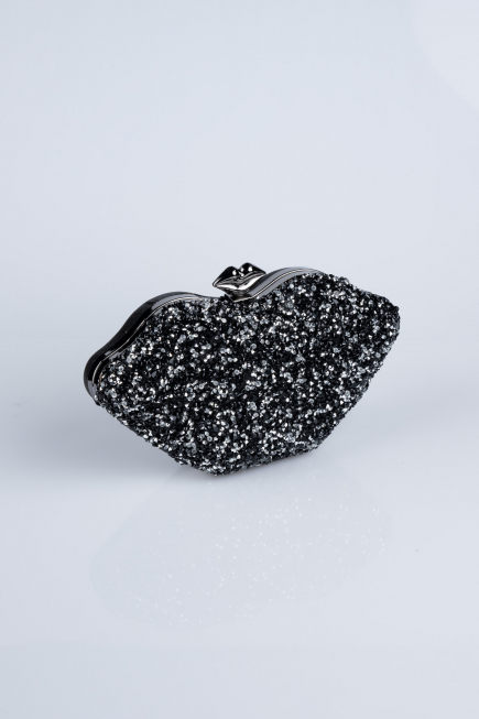 Abendtasche Schuppig Schwarz-Silber SH831