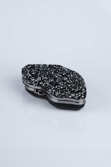 Abendtasche Schuppig Schwarz-Silber SH831