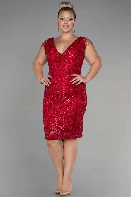 Einladungskleid In Übergröße Midi Fuchsie ABK1873