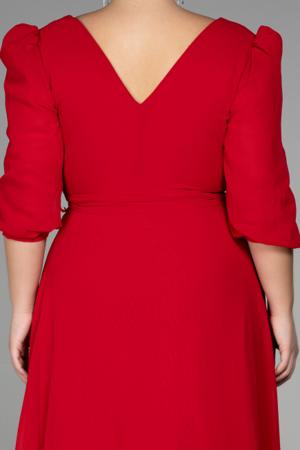 Kleider in Großen Größen Midi Chiffon Rot ABK1083