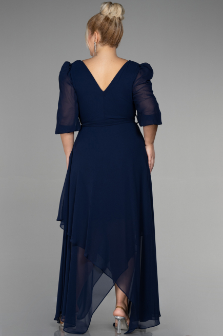 Kleider in Großen Größen Midi Chiffon Marineblau ABK1083