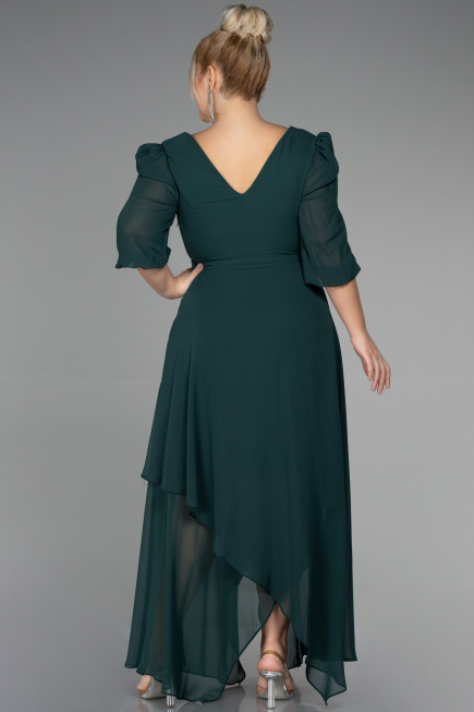 Smaragdgrün Kleider İn Groben Midi Chiffon ABK1083