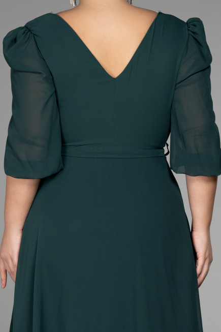 Smaragdgrün Kleider İn Groben Midi Chiffon ABK1083