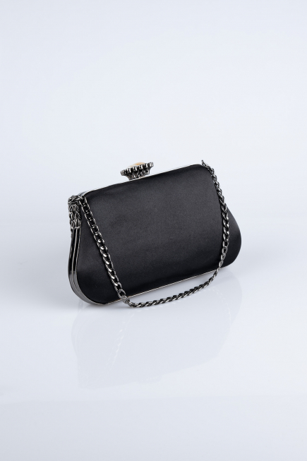 Abendtasche Satin Schwarz SH834
