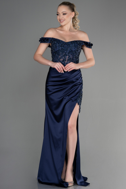 Abendkleid Lang Marineblau ABU3384