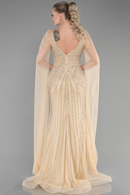 Designer Verlobungskleid Lang Gold ABU3357