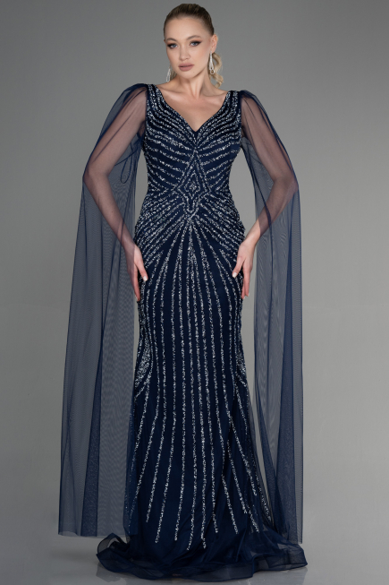 Designer Verlobungskleid Lang Marineblau ABU3357