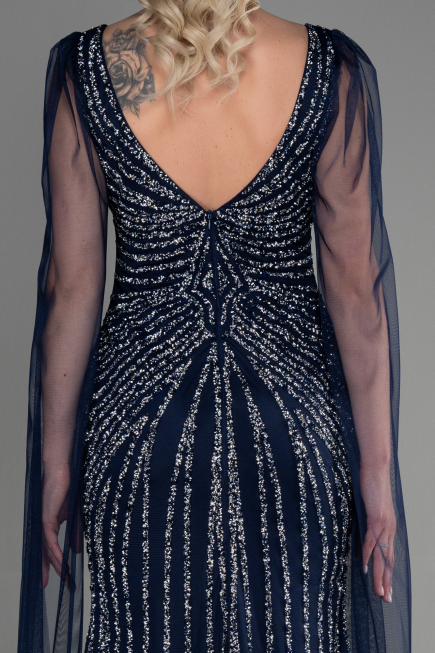 Designer Verlobungskleid Lang Marineblau ABU3357