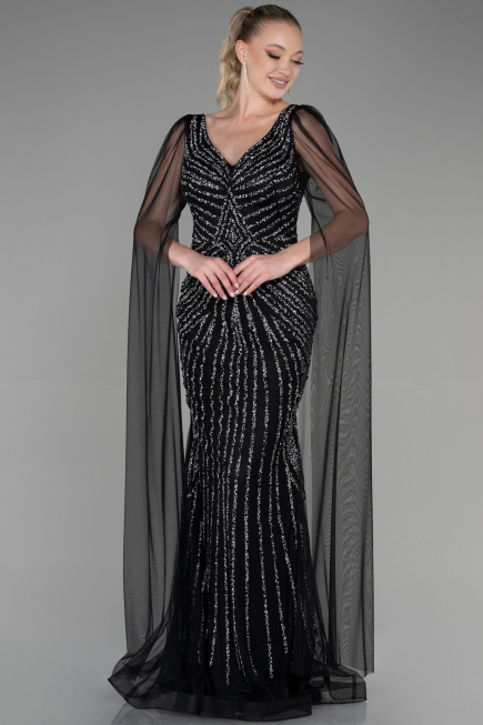 Designer Verlobungskleid Lang Schwarz ABU3357