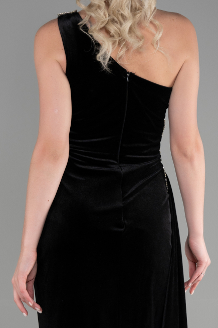 Abendkleid Lang Samt Schwarz ABU3365