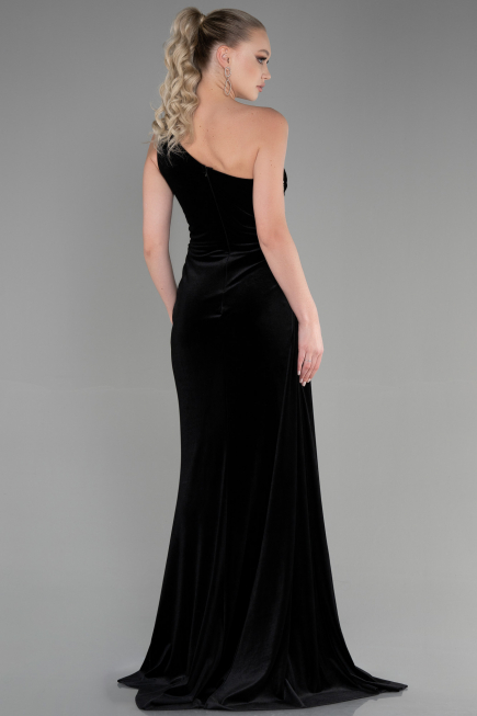 Abendkleid Lang Samt Schwarz ABU3365