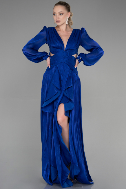 Abschlusskleid Lang Chiffon Sächsischblau ABU3397