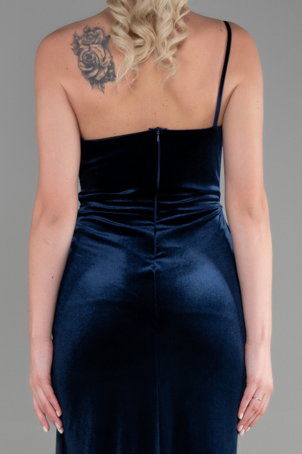 Abendkleid Lang Samt Marineblau ABU2626
