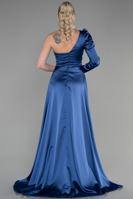 Abendkleid Satin Lang Indigo ABU1715