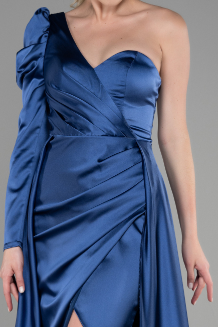 Abendkleid Satin Lang Indigo ABU1715