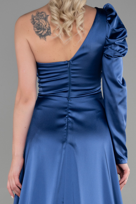 Abendkleid Satin Lang Indigo ABU1715