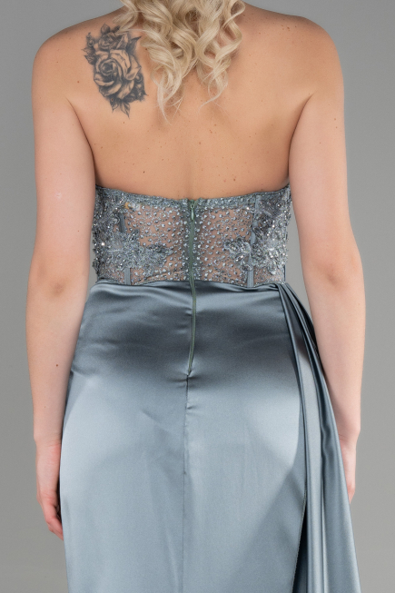 Türkis Abendkleid Satin Lang ABU3376