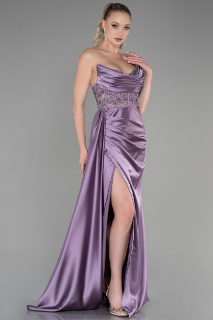 Lavendel Abendkleid Satin Lang ABU3376