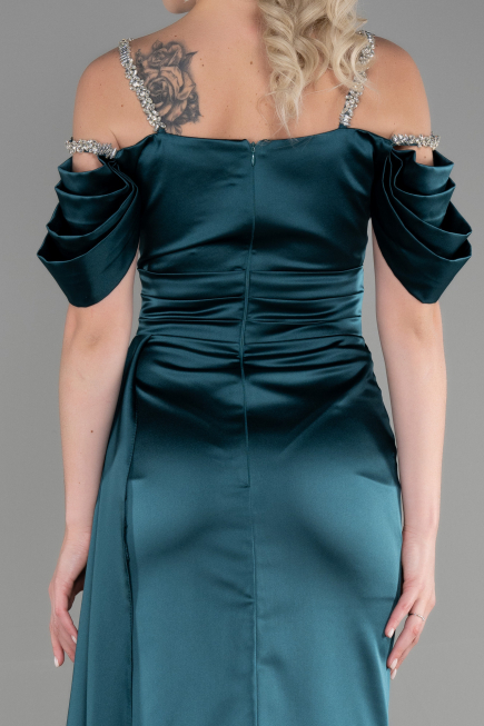 Abendkleid Lang Satin Smaragdgrün ABU3398