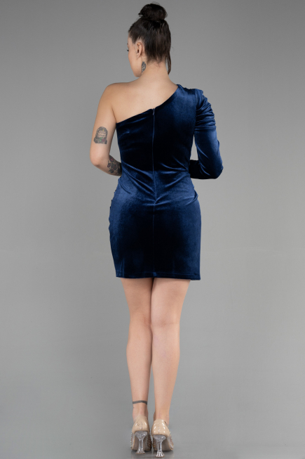 Partykleid Kurz Samt Marineblau ABK1886
