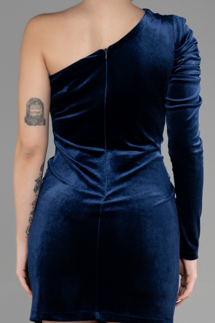 Partykleid Kurz Samt Marineblau ABK1886