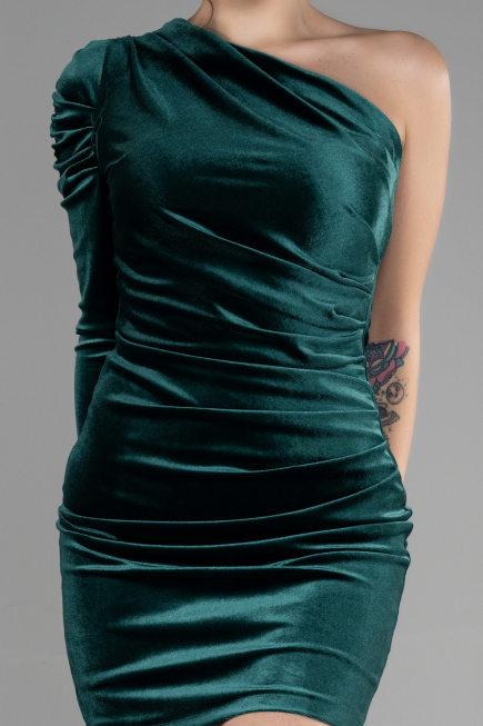 Partykleid Kurz Samt Smaragdgrün ABK1886