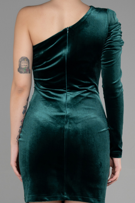 Partykleid Kurz Samt Smaragdgrün ABK1886