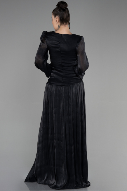 Abschlusskleid Lang Chiffon Schwarz ABU3397