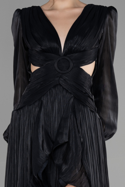Abschlusskleid Lang Chiffon Schwarz ABU3397