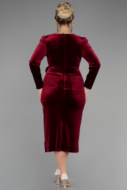 Partykleid Midi Samt Weinrot ABK1896