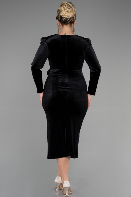 Partykleid Midi Samt Schwarz ABK1896