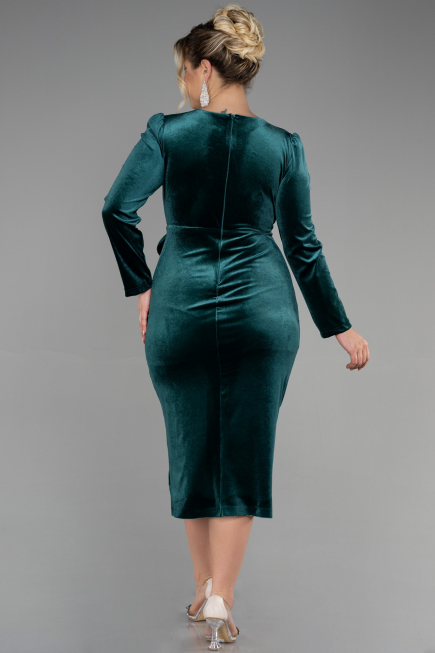 Partykleid Midi Samt Smaragdgrün ABK1896