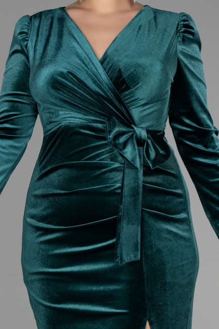 Partykleid Midi Samt Smaragdgrün ABK1896