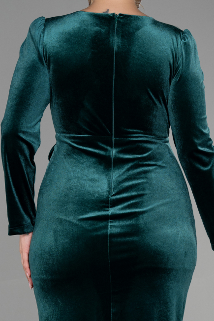Partykleid Midi Samt Smaragdgrün ABK1896