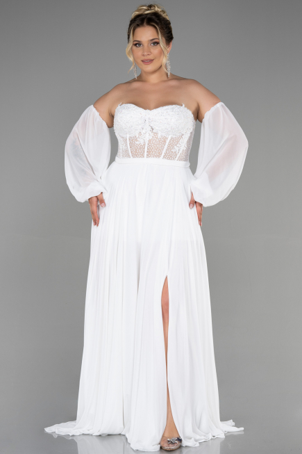 Weiß Abendgarderobe İn Großen Größen Chiffon Lang ABU3380
