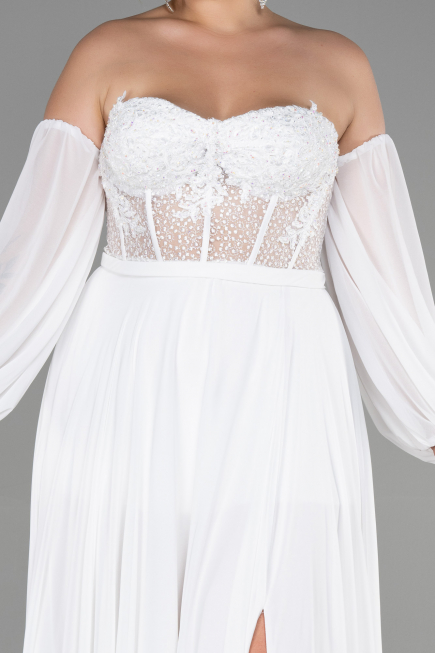 Weiß Abendgarderobe İn Großen Größen Chiffon Lang ABU3380