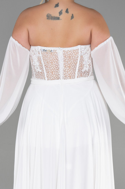 Weiß Abendgarderobe İn Großen Größen Chiffon Lang ABU3380