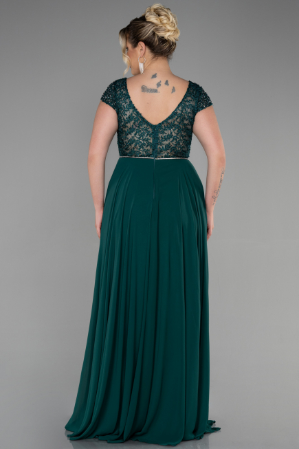 Abendgarderobe in Großen Größen Lang Chiffon Smaragdgrün ABU3441