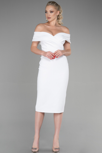 Partykleid Midi Weiß ABK1902