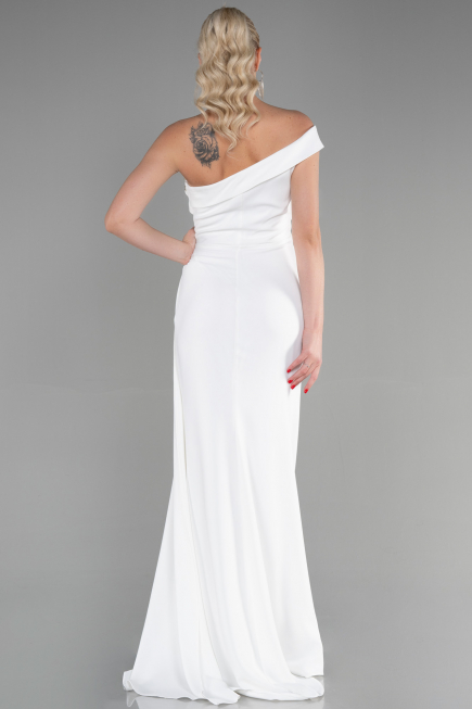 Weiß Abendkleid İm Meerjungfrau-Stil Lang ABU3324