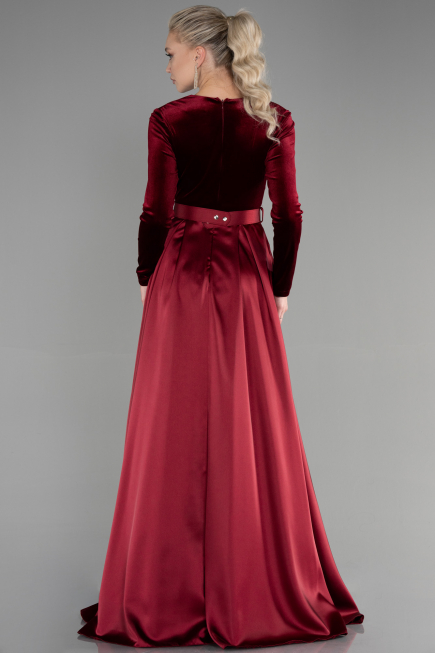 Weinrot Abendkleid Lang ABU1523