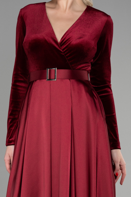 Weinrot Abendkleid Lang ABU1523