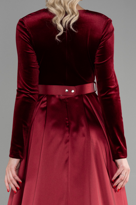 Weinrot Abendkleid Lang ABU1523